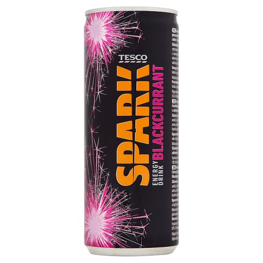 Tesco Spark Gazowany napój energetyzujący o smaku czarnej porzeczki 250 ml