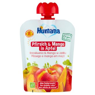 Humana 100% Organic Mus jabłko-brzoskwinia-mango po 8 miesiącu 90 g