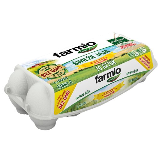 Farmio Jaja świeże od kur karmionych paszą z soją bez GMO L 10 sztuk