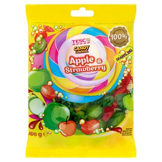 Tesco Candy Carnival Apple & Strawbery Karmelki musujące o smaku jabłkowym i truskawkowym 100 g