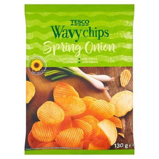 Tesco Chipsy ziemniaczane grubo krojone o smaku zielonej cebulki 130 g