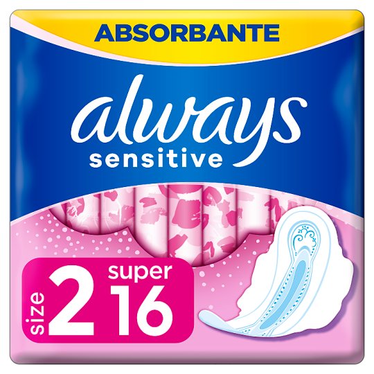 Always Ultra Sensitive Long (rozmiar 2) Podpaski ze skrzydełkami, 16