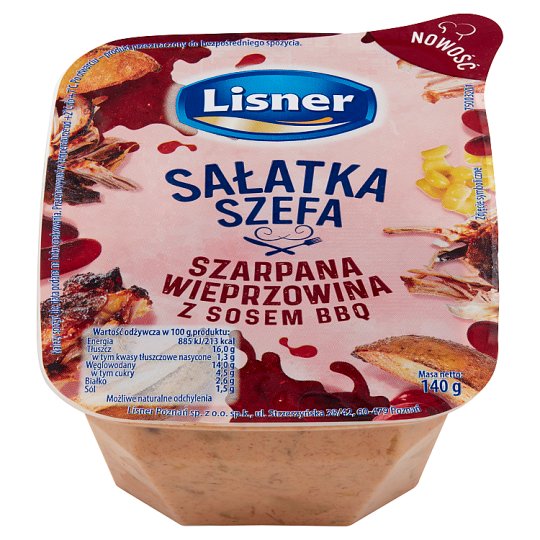 Lisner Sałatka szefa szarpana wieprzowina z sosem BBQ 140 g