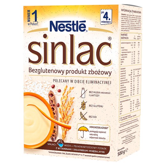Nestlé Sinlac Bezglutenowy produkt zbożowy powyżej 4. miesiąca 500 g