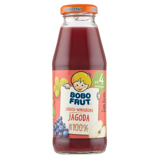 Bobo Frut 100% Sok jabłko winogrona i jagody po 4 miesiącu 300 ml