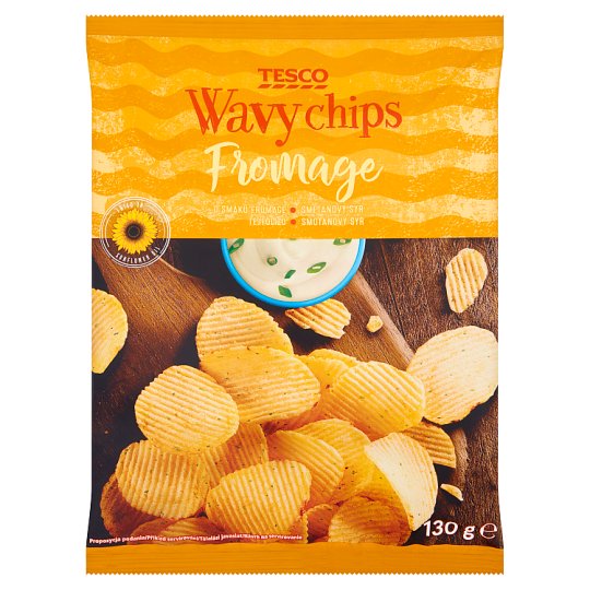 Tesco Chipsy ziemniaczane grubo krojone o smaku sera fromage 130 g