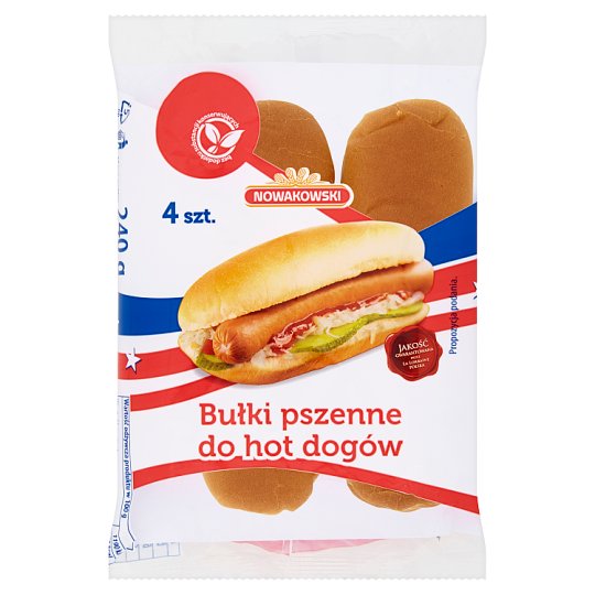 Nowakowski Bułki pszenne do hot dogów 240 g (4 sztuki)