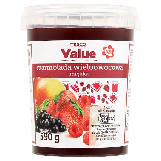 Tesco Value Marmolada wieloowocowa miękka 590 g