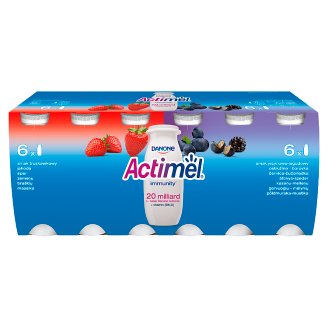 Danone Actimel Mleko fermentowane o smaku jeżynowo-jagodowym i truskawkowym 1,2 kg (12 x 100 g)