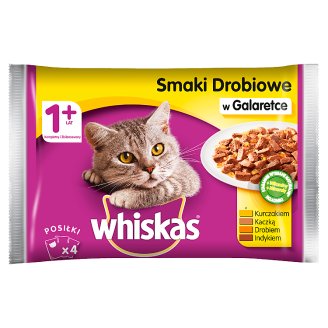 Whiskas Adult Drobiowe dania w galaretce Karma pełnoporcjowa 4 x 100 g