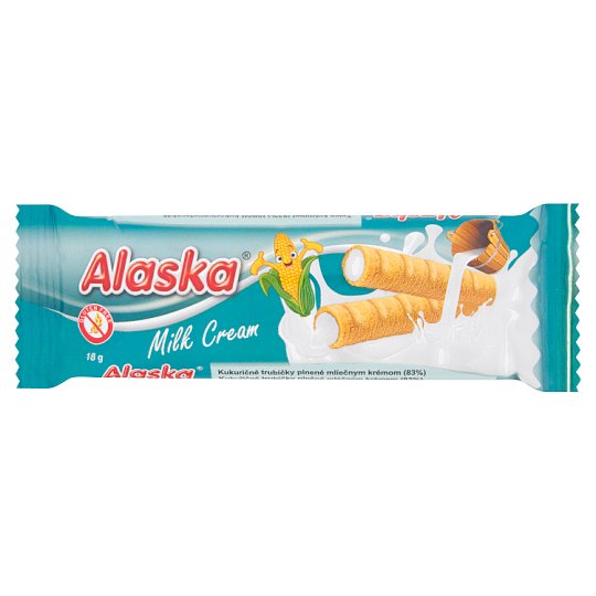Alaska Rurki kukurydziane nadziewane mlecznym kremem 18 g
