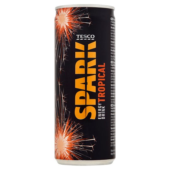 Tesco Spark Gazowany napój energetyzujący o smaku tropikalnym 250 ml