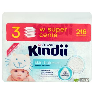 Cleanic Kindii Skin Balance Chusteczki do skóry normalnej 216 sztuk