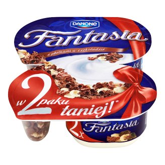 Danone Fantasia Jogurt kremowy z płatkami w czekoladzie 210 g (2 sztuki)