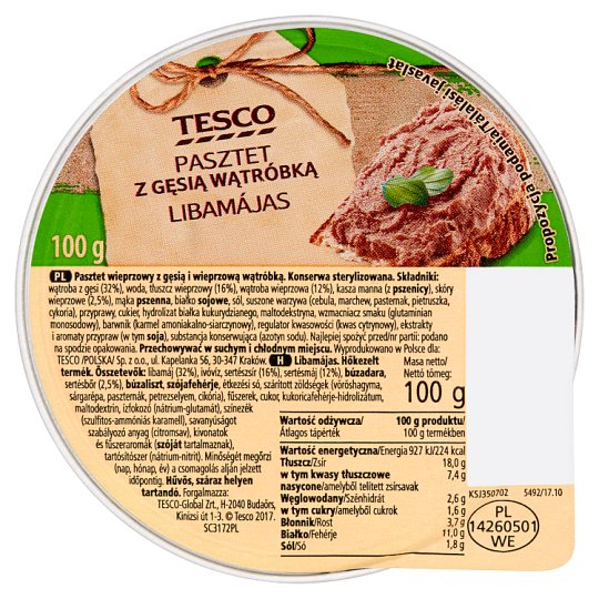 Tesco Pasztet z gęsią wątróbką 100 g