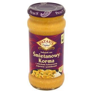 Patak's Indyjski sos śmietanowy Korma z wiórkami kokosowymi jogurtem i pomidorami 350 g