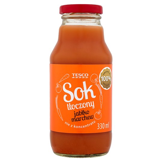 Tesco Sok tłoczony jabłko marchew 330 ml