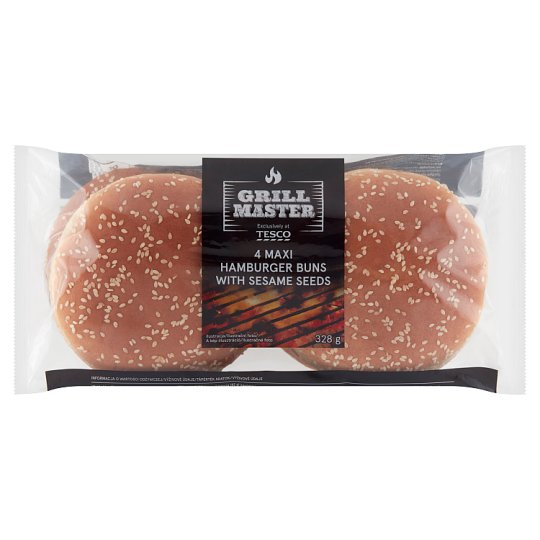 Tesco Bułki pszenne z sezamem do hamburgerów 328 g (4 x 82 g)