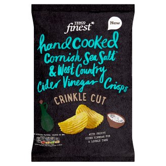 Tesco Finest Chipsy ziemniaczane grubo krojone o smaku soli morskiej i octu jabłkowego 150 g