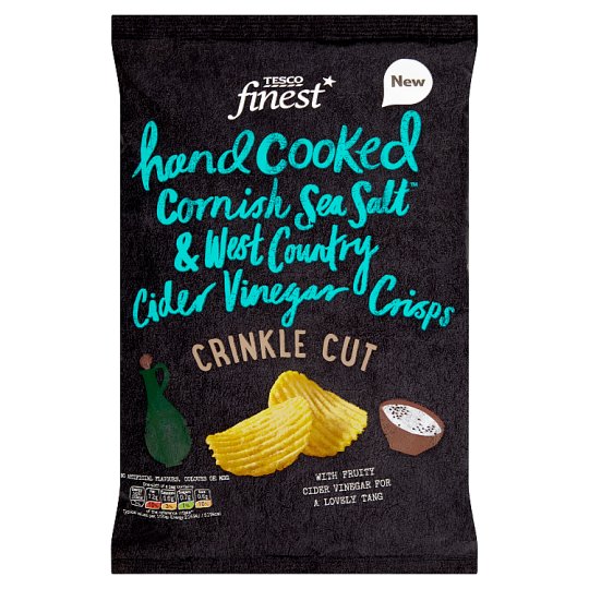 Tesco Finest Chipsy ziemniaczane grubo krojone o smaku soli morskiej i octu jabłkowego 150 g