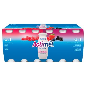 Danone Actimel Mleko fermentowane o smaku malinowym i owoce leśne-truskawka 1,2 kg (12 x 100 g)