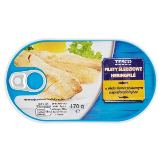 Tesco Filety śledziowe w oleju słonecznikowym 170 g