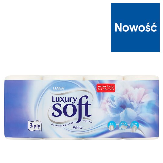 Tesco Luxury Soft White Papier toaletowy 8 rolek