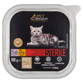 Tesco Pet Specialist Premium Karma dla dorosłych sterylizowanych kotów z indykiem i kurczakiem 100 g