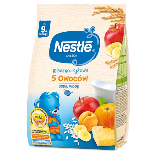 Nestlé Kaszka mleczno-ryżowa 5 owoców po 9 miesiącu 230 g
