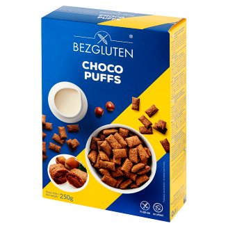 Bezgluten Choco Puffs Kakaowe poduszeczki z nadzieniem z orzechów laskowych 250 g