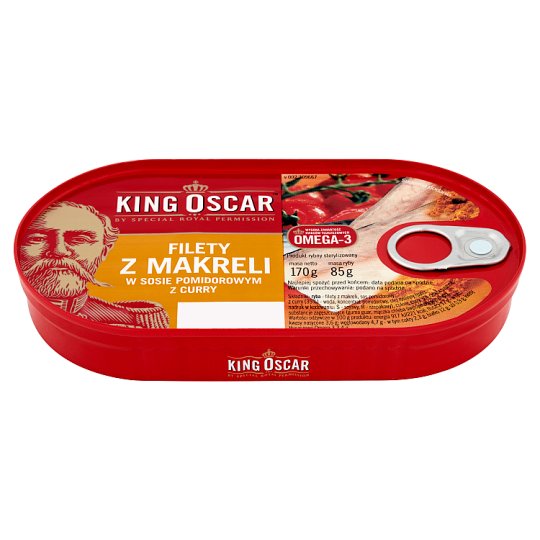 King Oscar Filety z makreli w sosie pomidorowym z curry 170 g