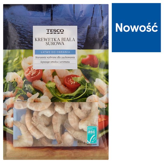 Tesco Krewetka biała surowa 450 g