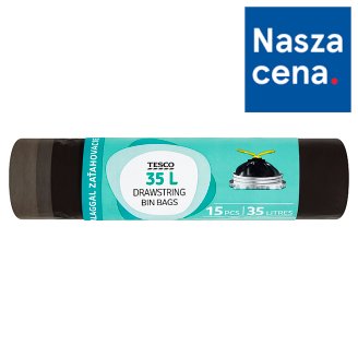 Tesco Worki na śmieci z taśmą ściągającą 35 l 15 sztuk