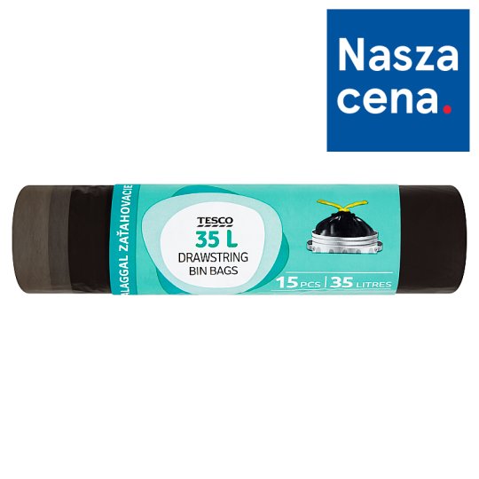 Tesco Worki na śmieci z taśmą ściągającą 35 l 15 sztuk