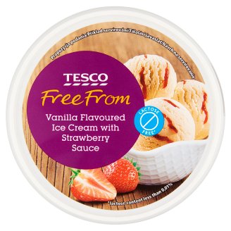 Tesco Free From Lody o smaku waniliowym z sosem truskawkowym 500 ml