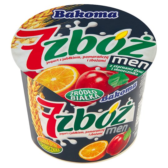 Bakoma 7 zbóż men Jogurt z jabłkiem pomarańczą i zbożami 300 g