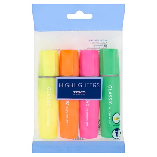 Tesco Highlighters 4 Pieces