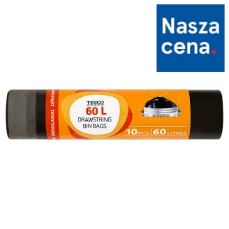 Tesco Worki na śmieci z taśmą ściągającą 60 l 10 sztuk