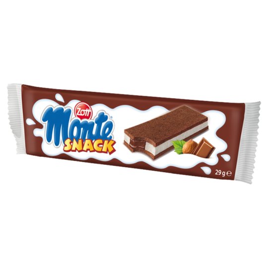 Zott Monte Snack Biszkopt z kremem mlecznym i czekoladowo-orzechowym 29 g