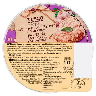 Tesco Pasztet drobiowo-wieprzowy z czosnkiem 100 g