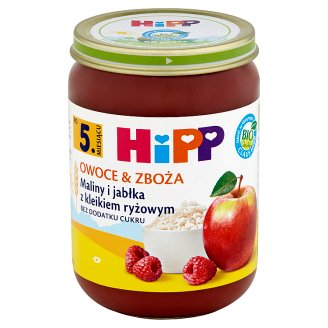 HiPP BIO Owoce & Zboża Maliny i jabłka z kleikiem ryżowym po 5. miesiącu 190 g