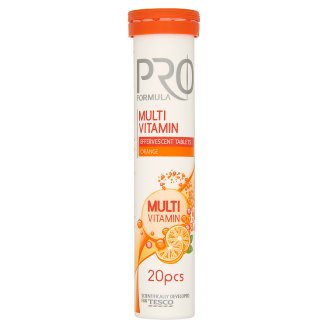 Tesco Pro Formula Multi Vitamin Tabletki musujące o smaku pomarańczowym 80 g (20 tabletek)