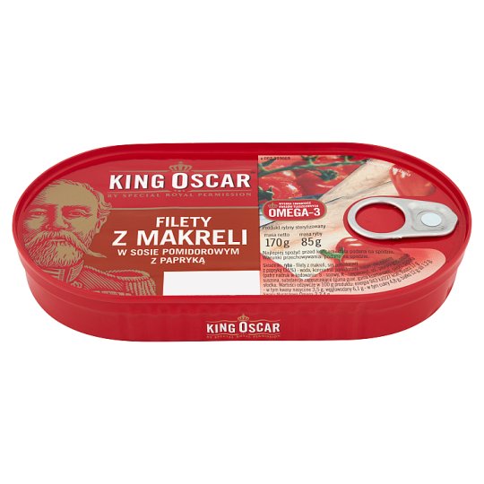 King Oscar Filety z makreli w sosie pomidorowym z papryką 170 g