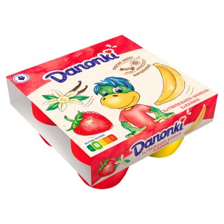 Danone Danonki Mega truskawka-wanilia banan Twarożek 360 g (4 sztuki)