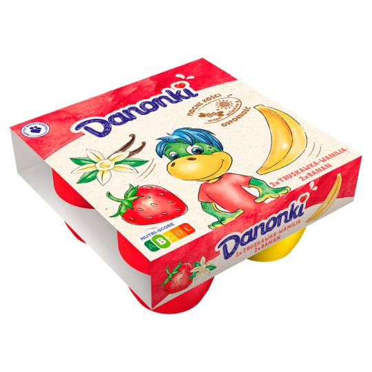 Danone Danonki Mega Twarożek truskawka-wanilia banan 360 g (4 x 90 g)