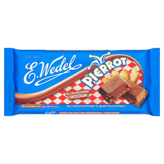 E. Wedel Pierrot Czekolada mleczna nadziewana z orzeszkami 100 g
