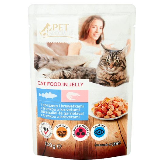 Tesco Pet Specialist Karma dla dorosłych kotów z dorszem i krewetkami w galaretce 100 g