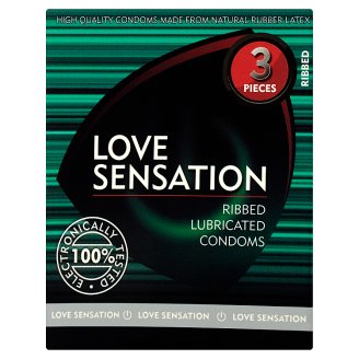 Love Sensation Prezerwatywy prążkowane 3 sztuki