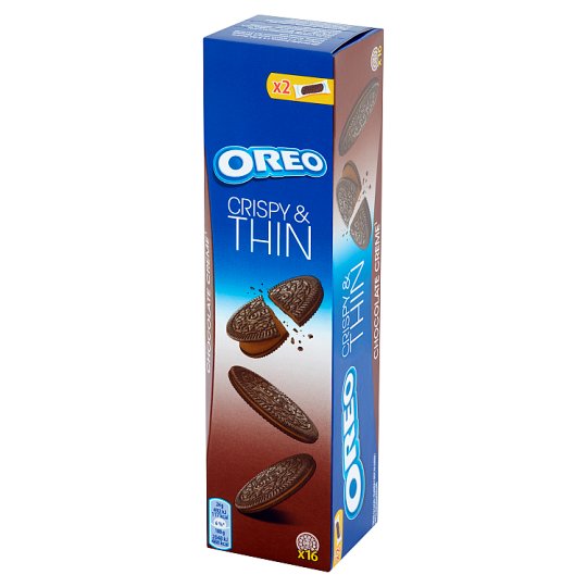 Oreo Crispy & Thin Ciastka kakaowe z nadzieniem o smaku czekoladowym 96 g (16 sztuk)
