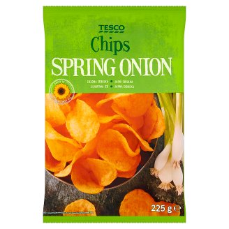 Tesco Chipsy ziemniaczane o smaku zielonej cebulki 225 g